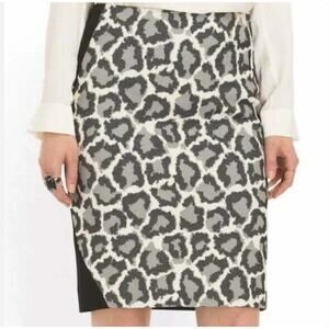 Diane von Furstenberg Emma Pencil Skirt Leopard Black Ivory 10 NWT